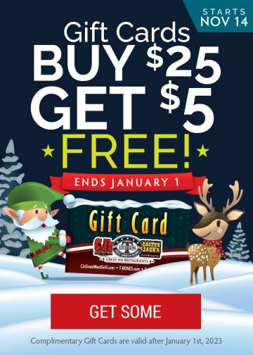 Holiday Gift Card Deal is Here! Buy $25, Get $5!
